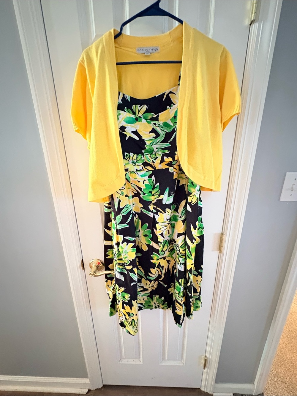 Women’s Yellow & Black Floral Dress with Yellow Bolero